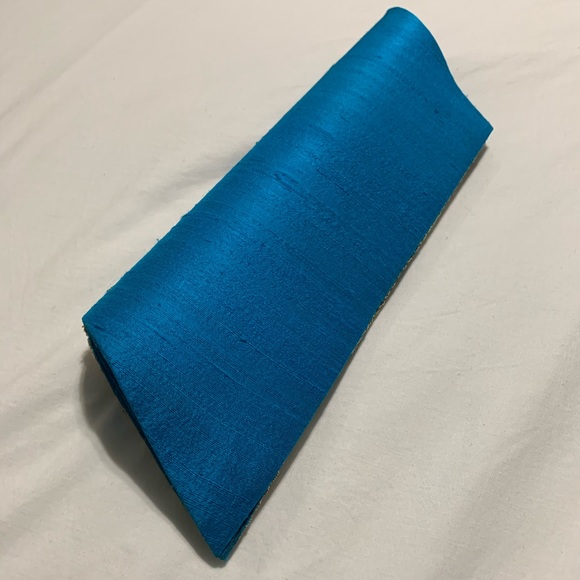 Blue & Gold South Asian Inspired Clutch- Raw Silk - Picture 5 of 12